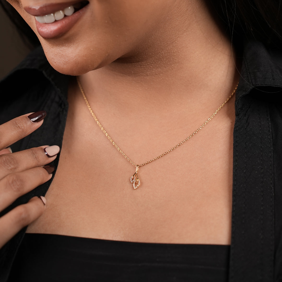 18KT Gold Twin Leaf Pendant