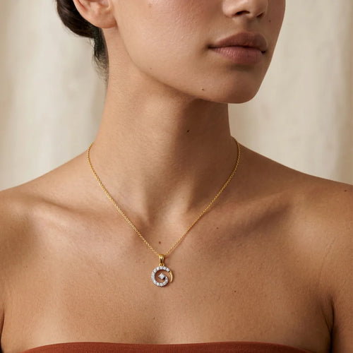 Celestial Spiral Halo Pendant in 18KT Gold Plated