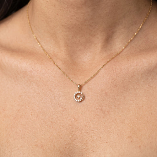 Celestial Spiral Halo Pendant in 18KT Gold Plated