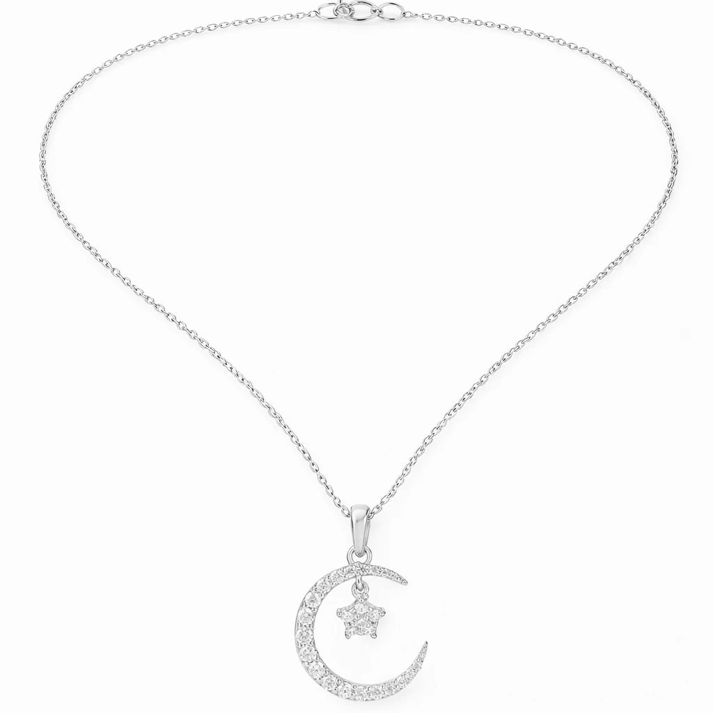 Star in Moon Charm Pendant