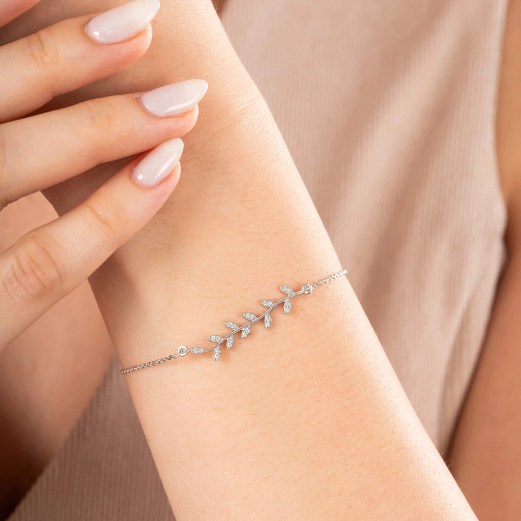 Handcrafted Flower Leaf Diamond Bracelet