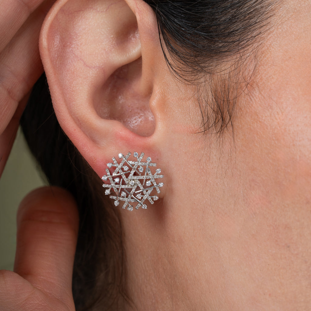 Snowflake Modern Geometric Diamond Pendant Set for Women