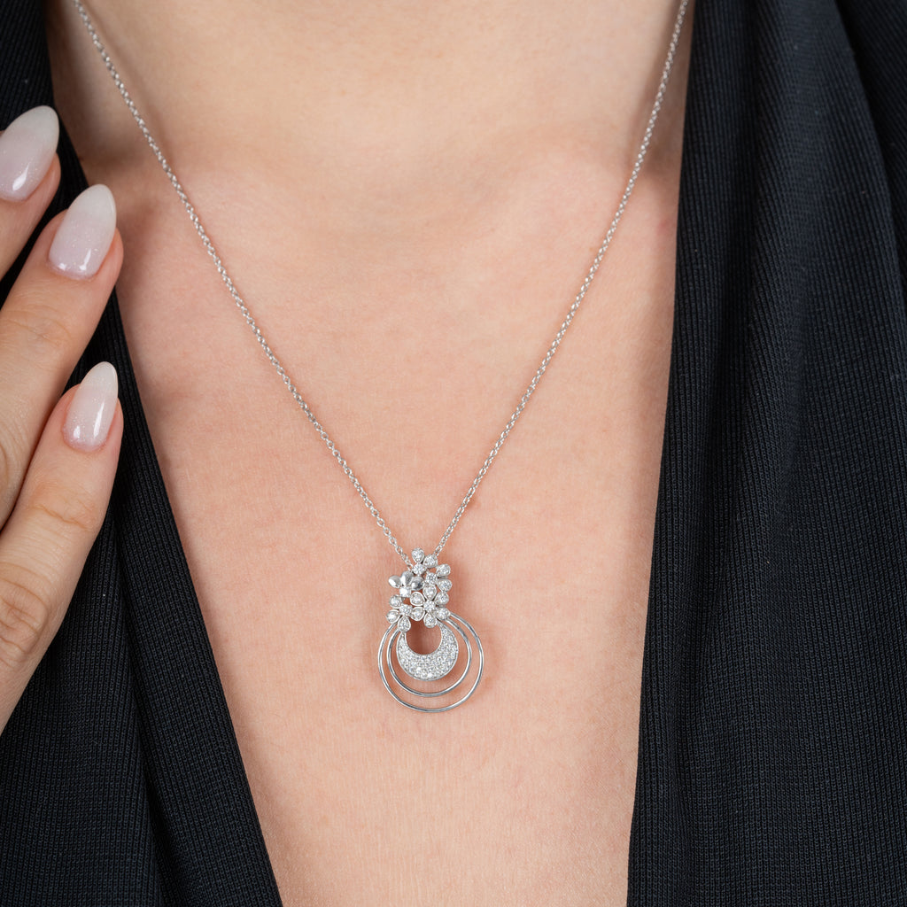 Floral Radiance 925 Silver Pendant & Earring Set – 92Five - 92Five
