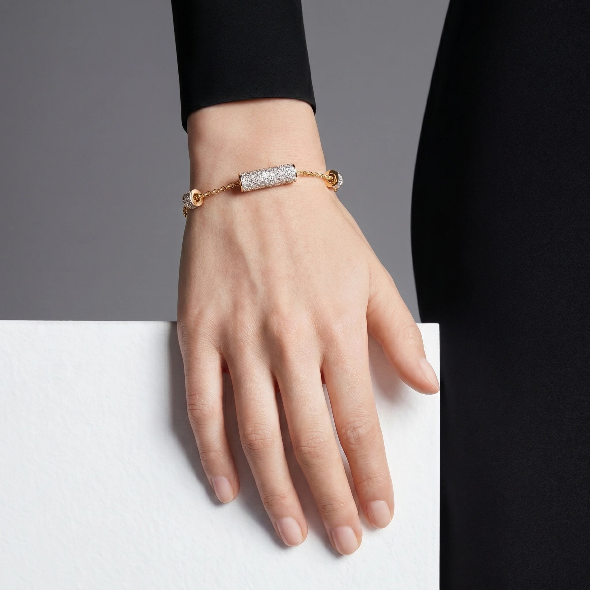 Gold Pave Barrel Bracelet