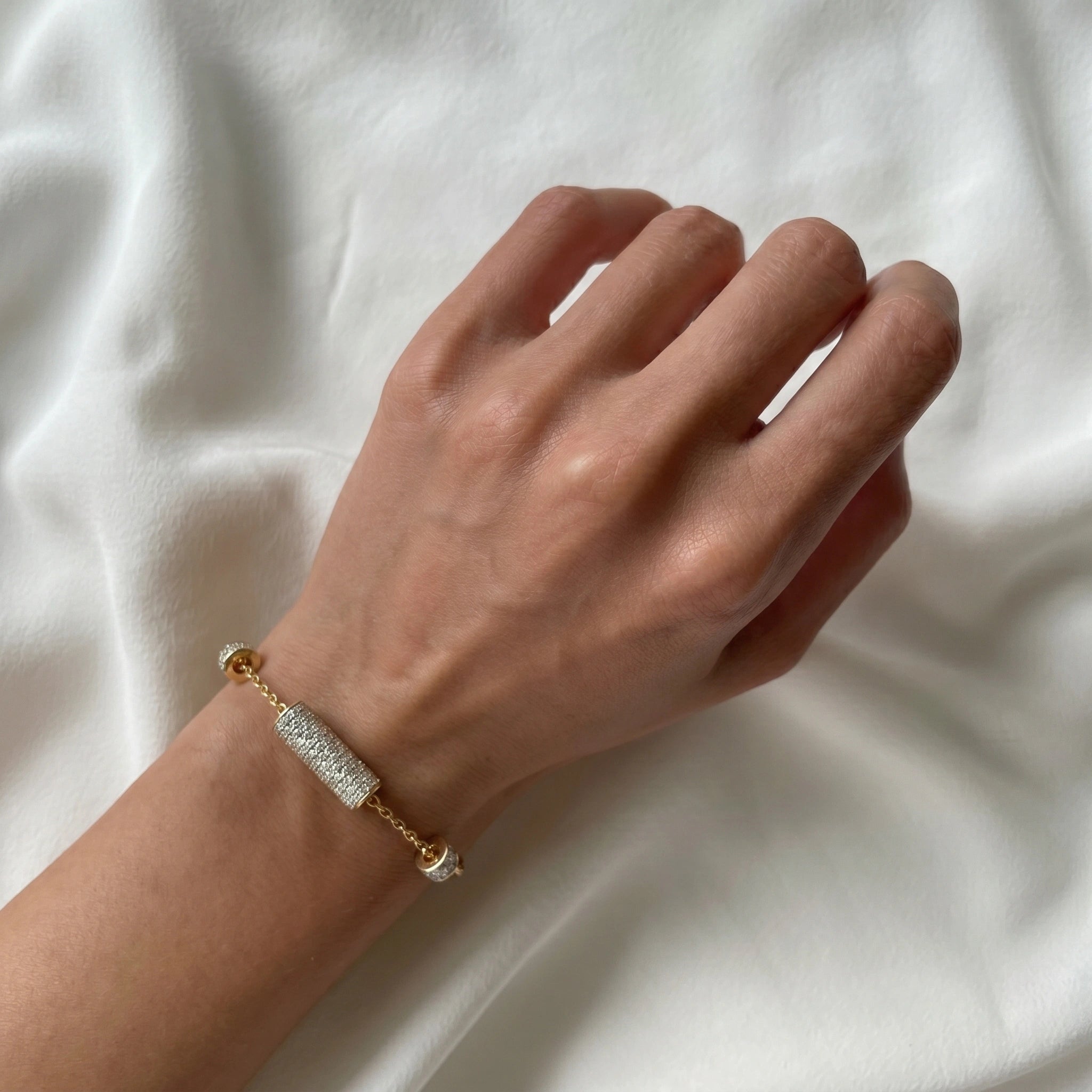 Gold Pave Barrel Bracelet
