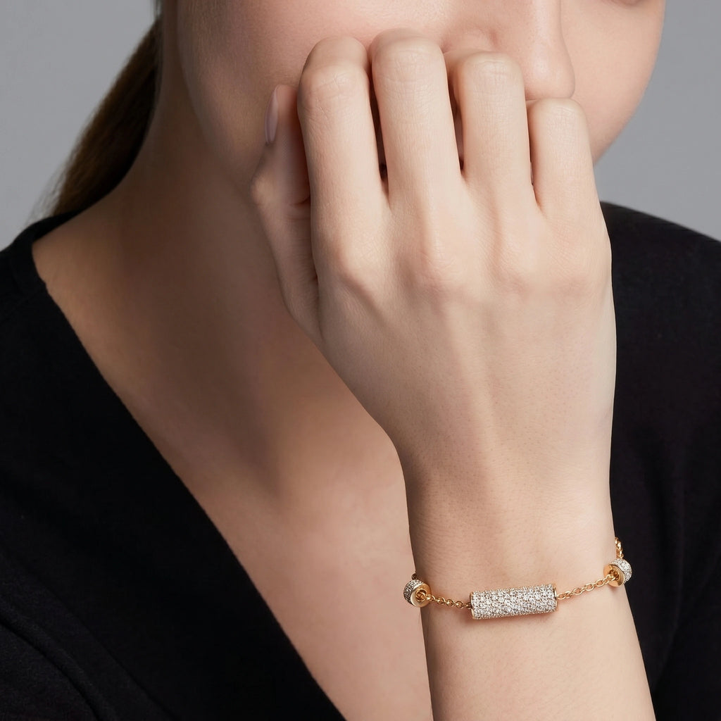Gold Pave Barrel Bracelet