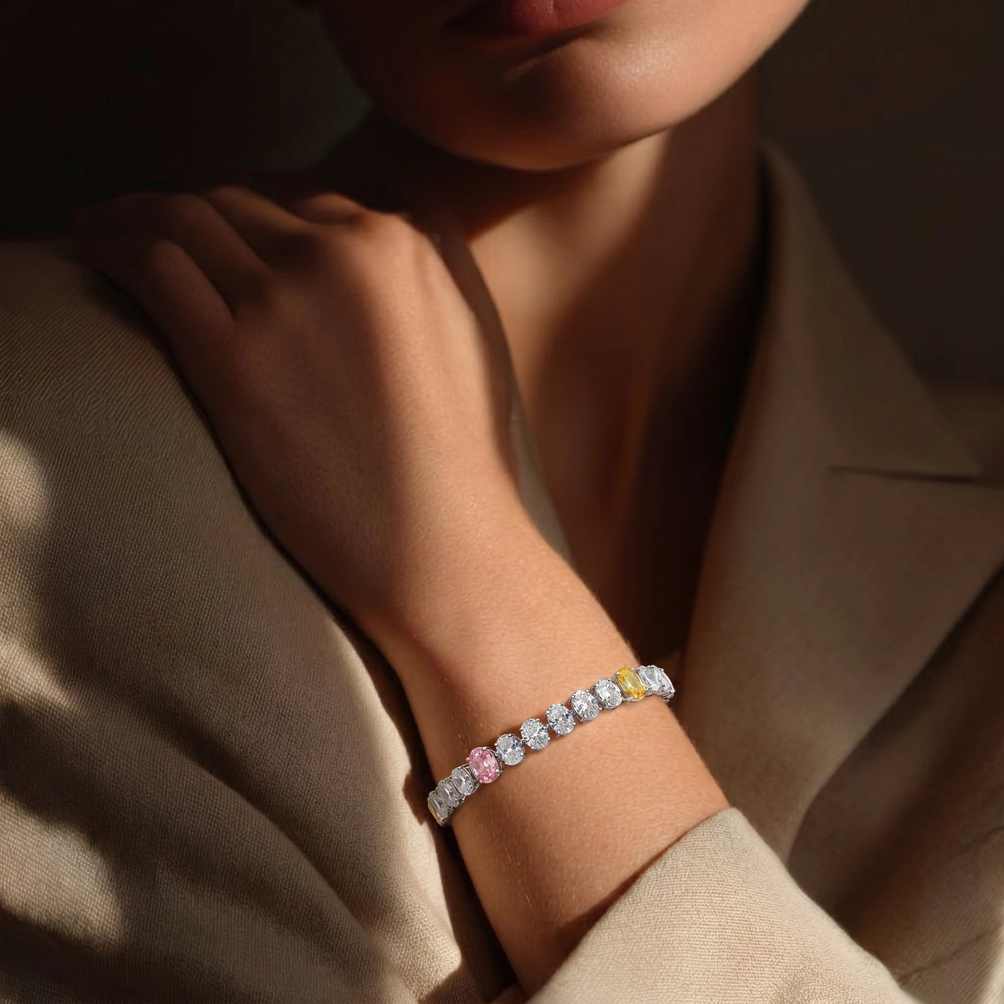 Silver Dual Tone Tennis Bracelet