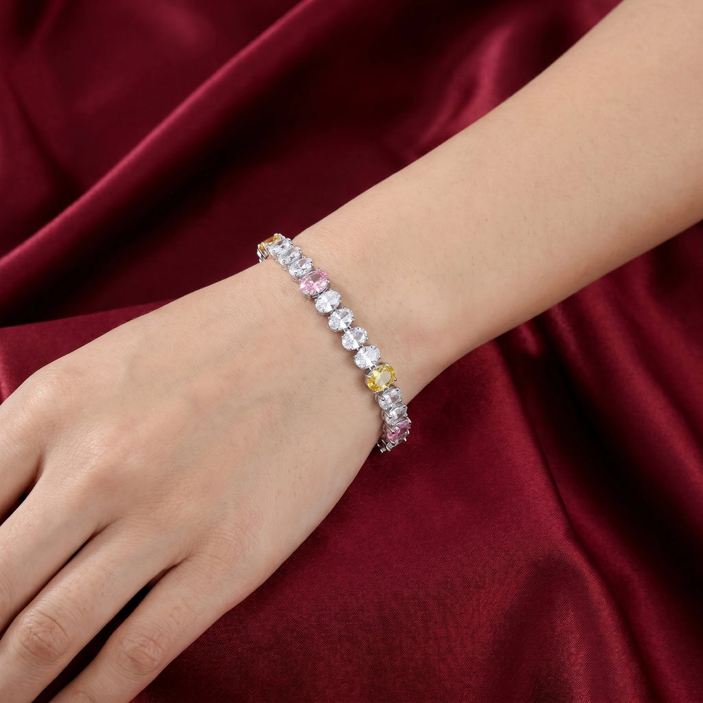 Silver Dual Tone Tennis Bracelet