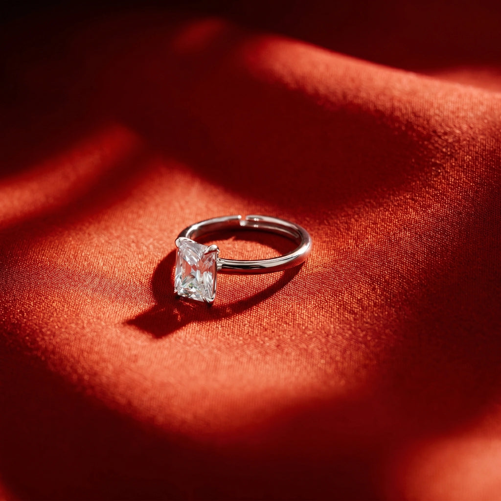 Silver Radiant Solitaire Ring