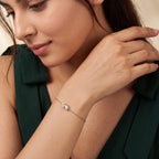 Gold Dual Pear Stone Chain Bracelet