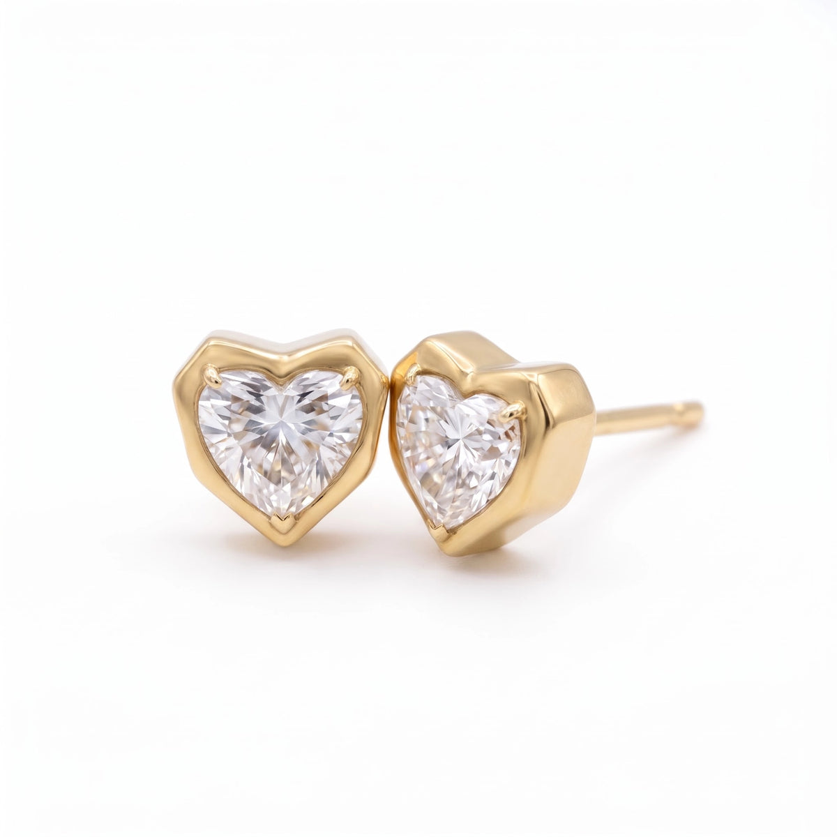 Gold Heart Frame Stud Earrings