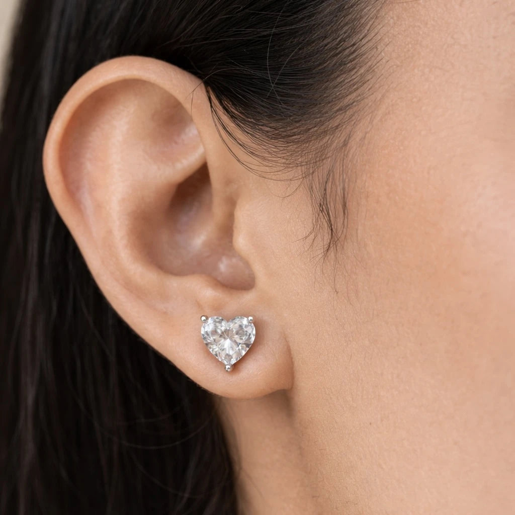 92five jewels 925 Silver Heart Shape Earrings Or Mini Studs Silver Jewellery for Women & Girl's | Great for Gifting