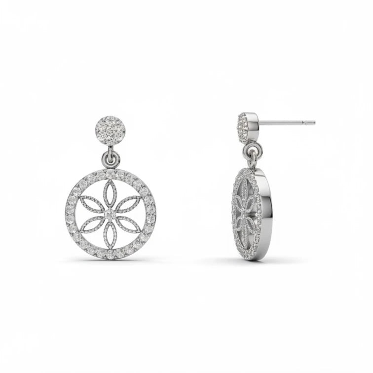 Floral Circle 925 Silver Earring