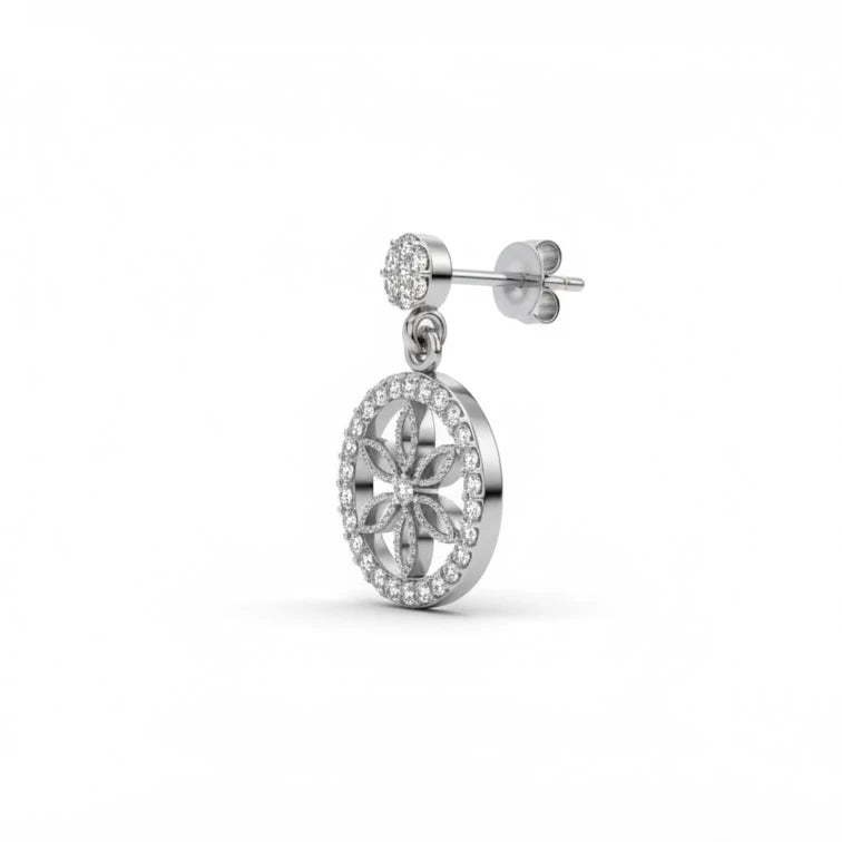 Floral Circle 925 Silver Earring