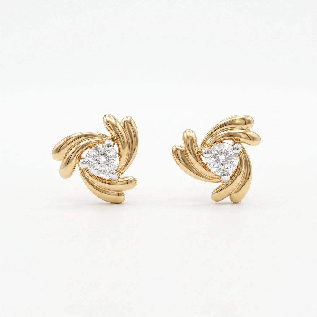 Gold Swirl Stud Earrings