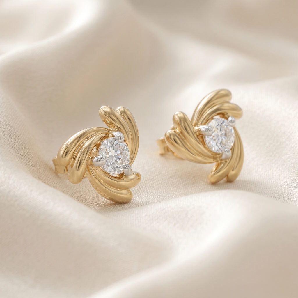 Gold Swirl Stud Earrings