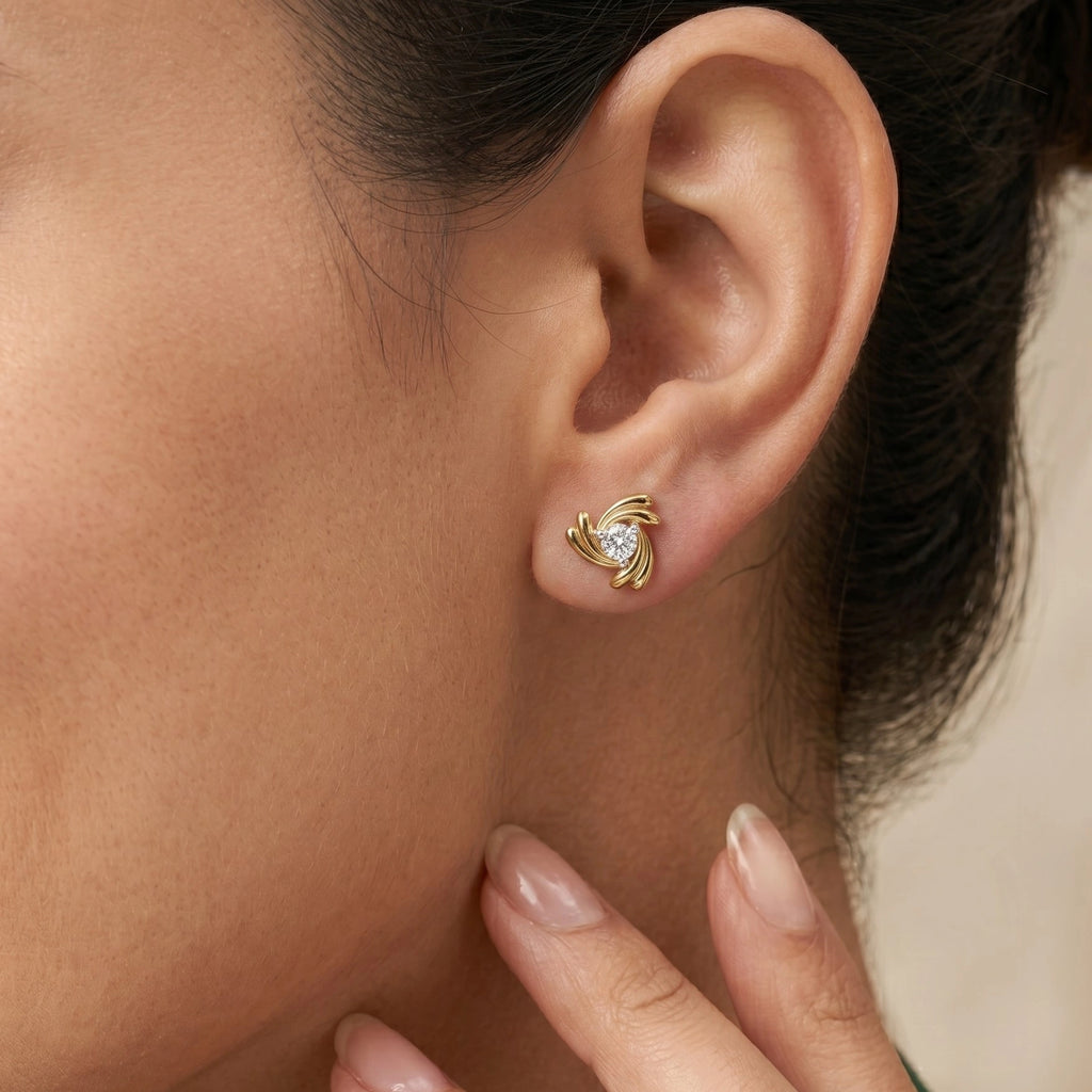 Gold Swirl Stud Earrings