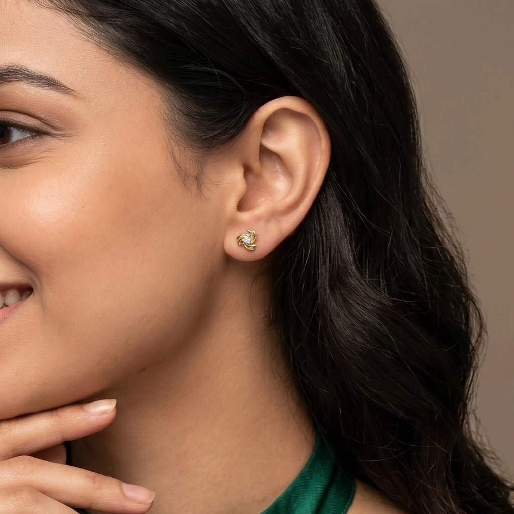 Gold Swirl Stud Earrings