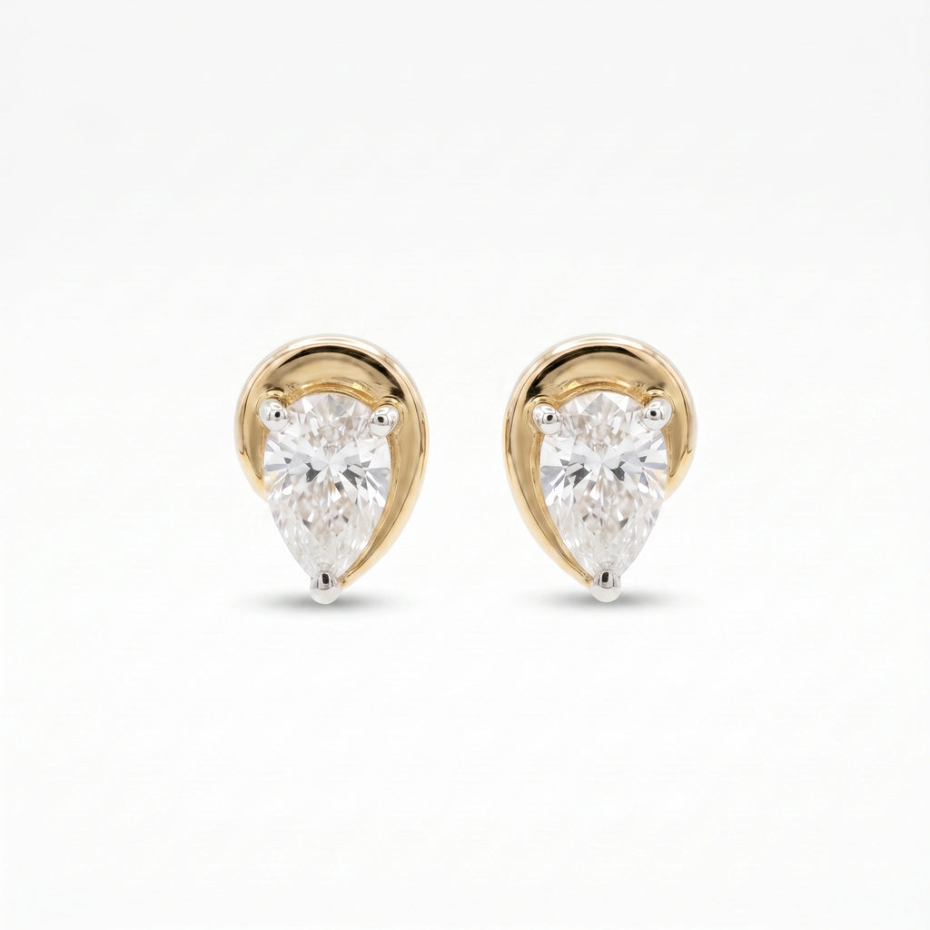 Gold Pear Drop Stud Earrings