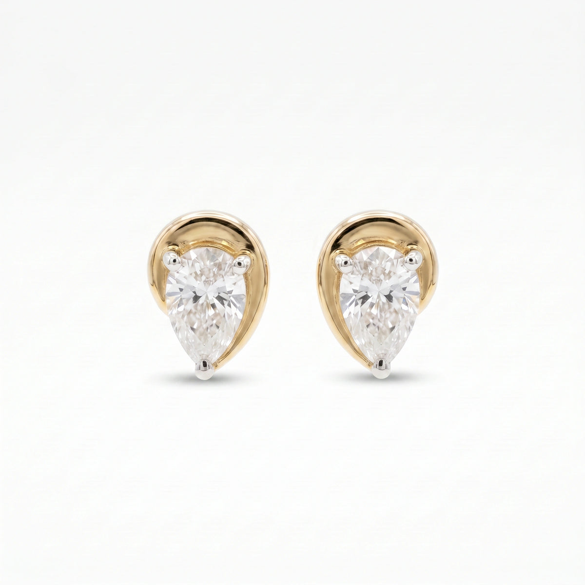 Gold Pear Drop Stud Earrings