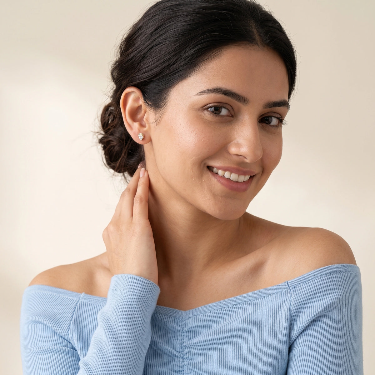 Gold Pear Drop Stud Earrings