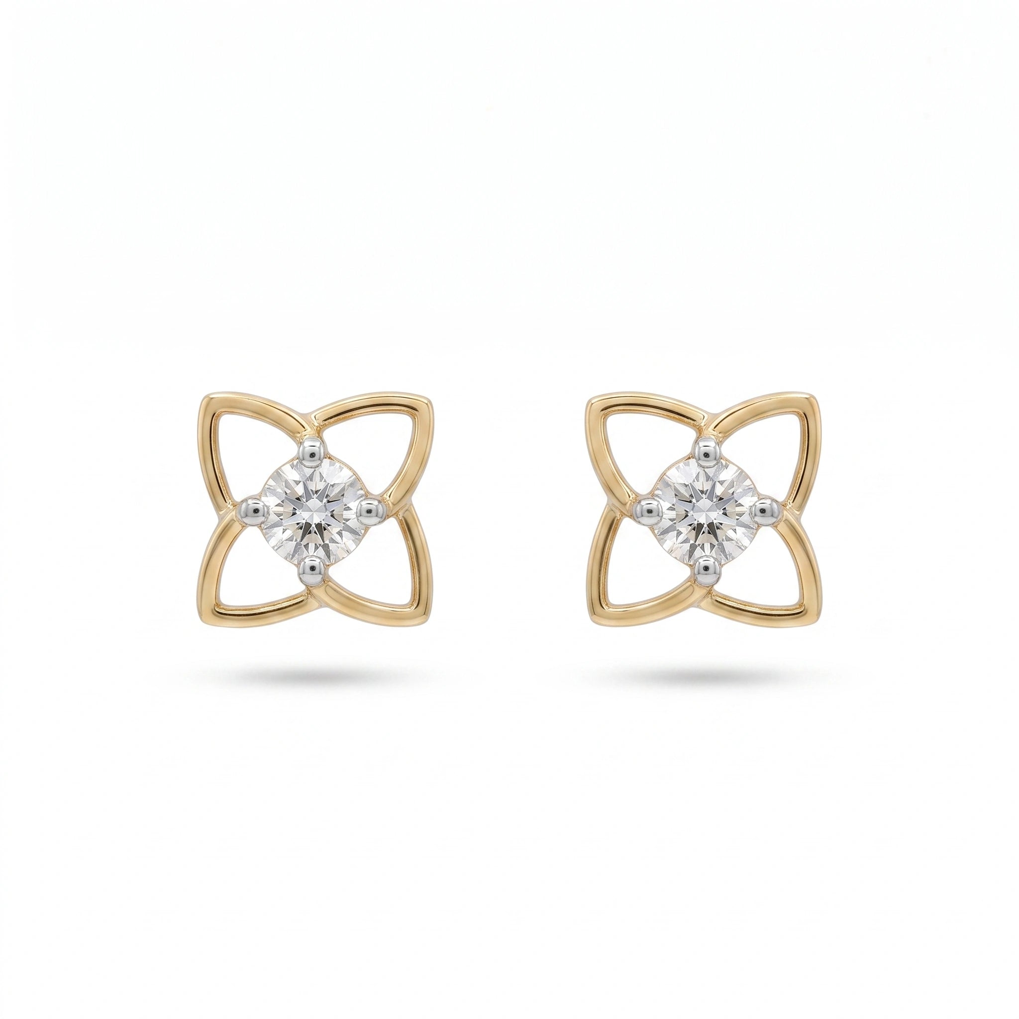 Gold Floral Frame Stud Earrings