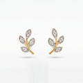 Gold Leaf Sprig Stud Earrings