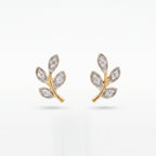 Gold Leaf Sprig Stud Earrings