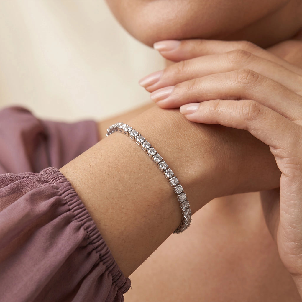 Silver Round Stone Tennis Bracelet