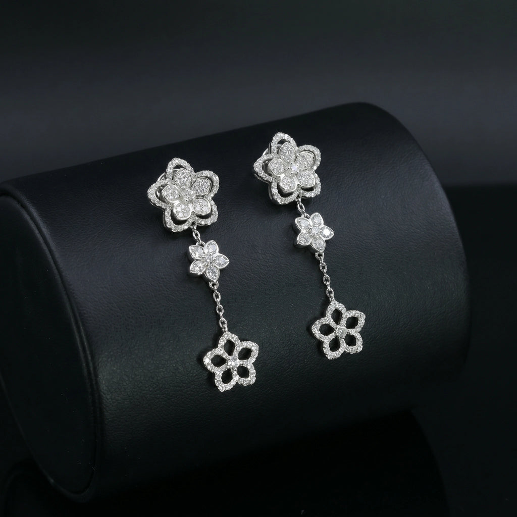 Silver Blossom Cascade Earrings