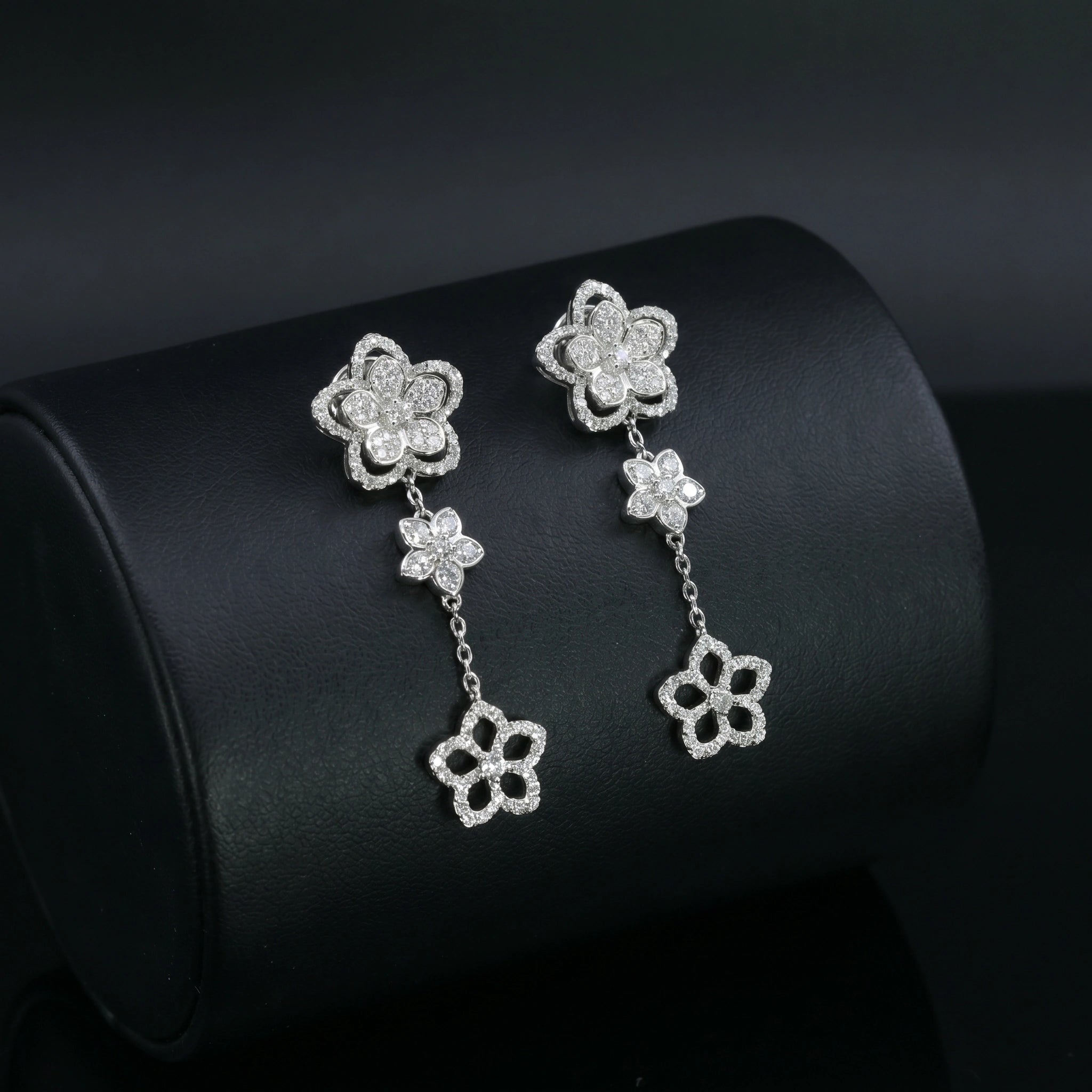 Silver Blossom Cascade Earrings