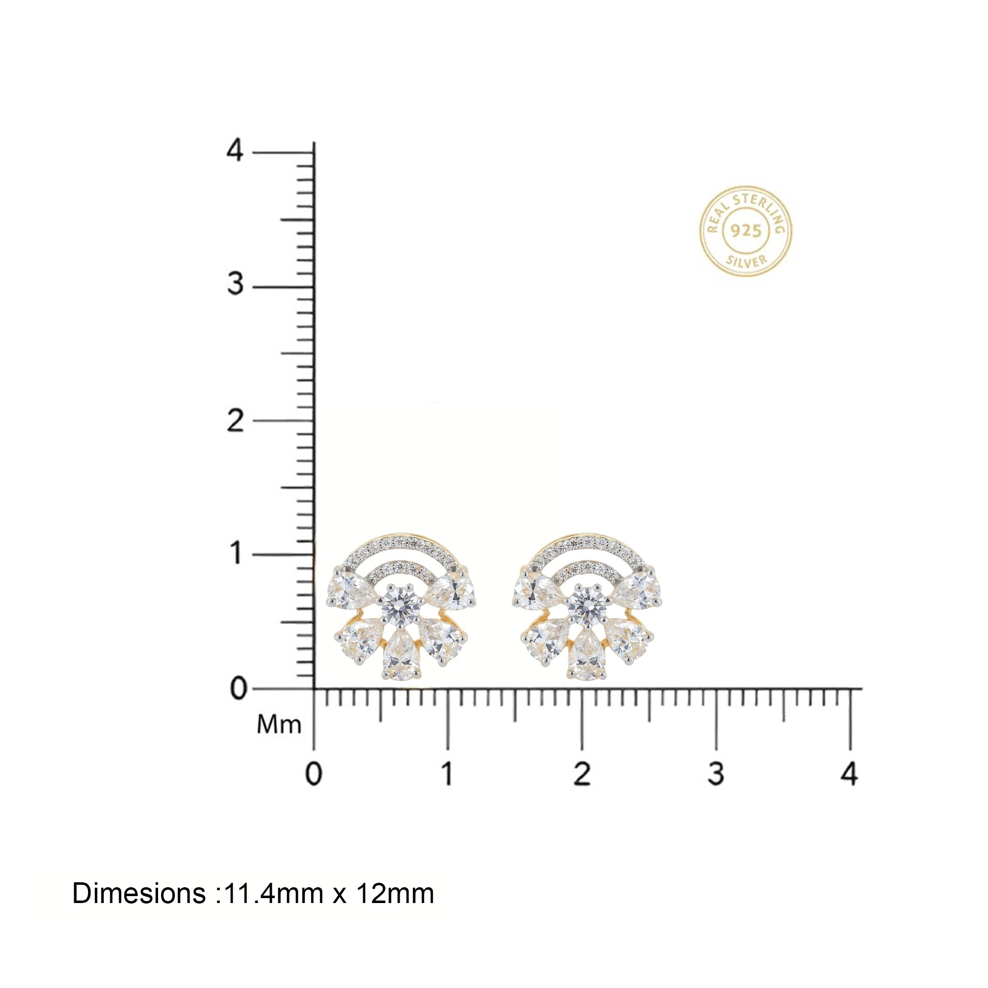 Gold Aurora Fan Stud Earrings
