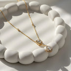 Emerald Drop Halo Y-Necklace in 18KT Gold Plated