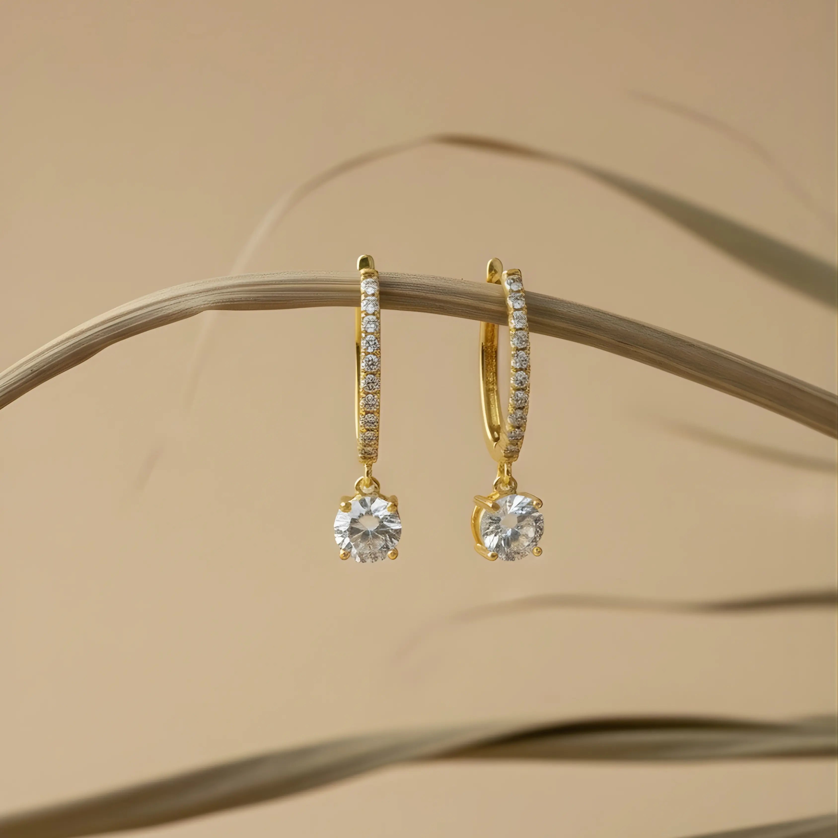 18KT Gold Solitaire Drop Earrings