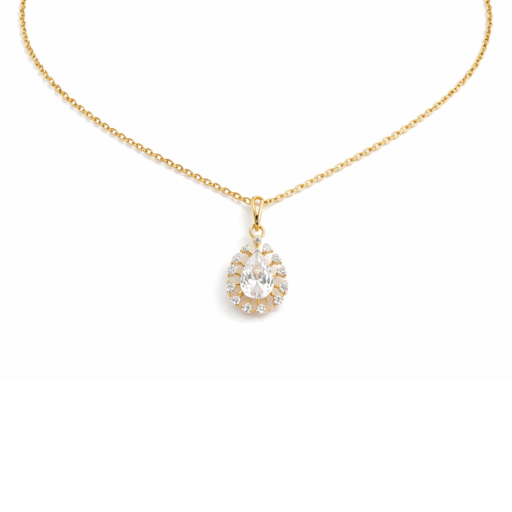 Radiant Teardrop Halo Pendant in 18KT Gold Plated
