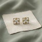 18KT Gold Floral Square Studs