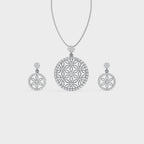 Floral Circle 925 Silver Pendant & Earring Set – 92Five - 92Five
