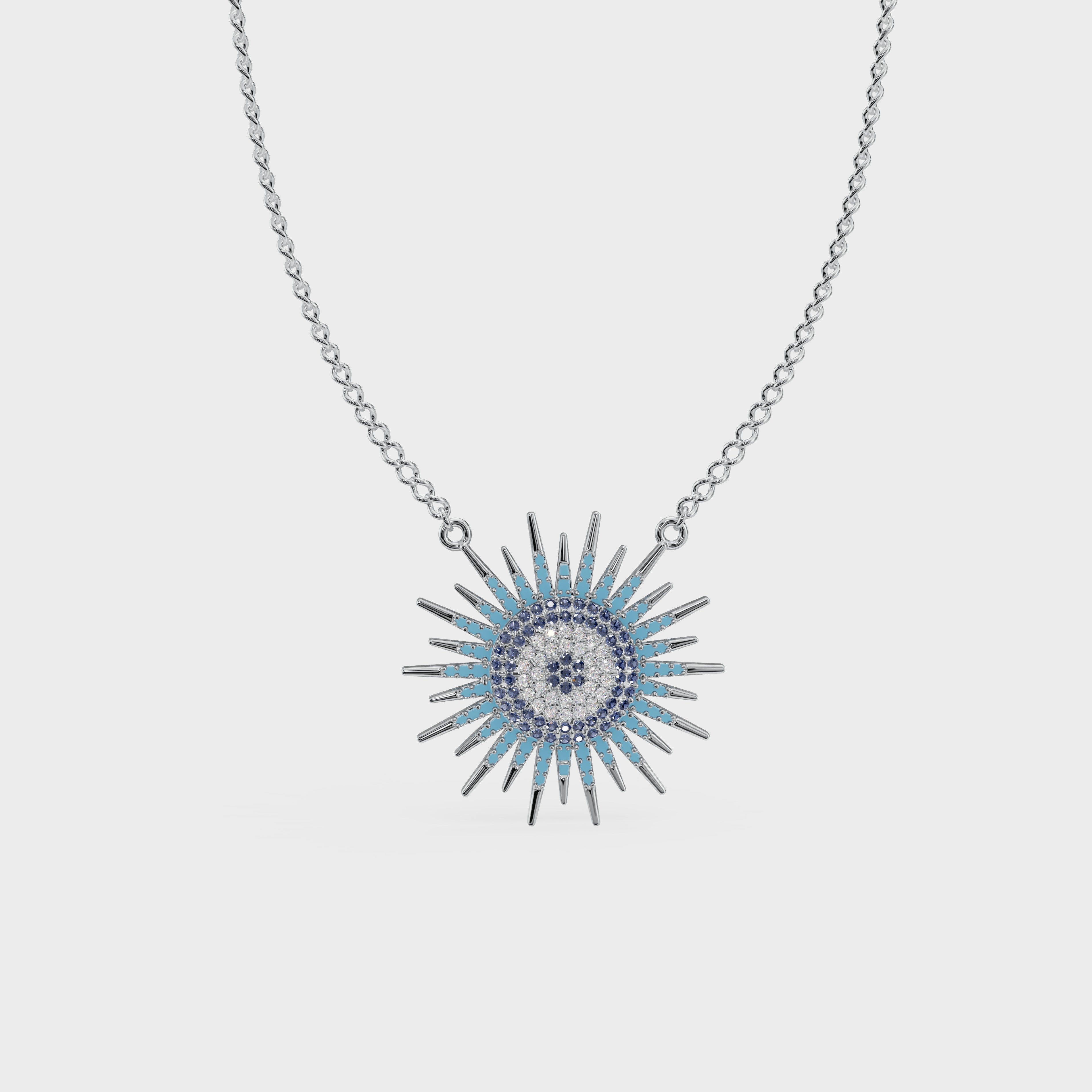 Turquoise Multi Coloured Diamond Necklace - 92Five