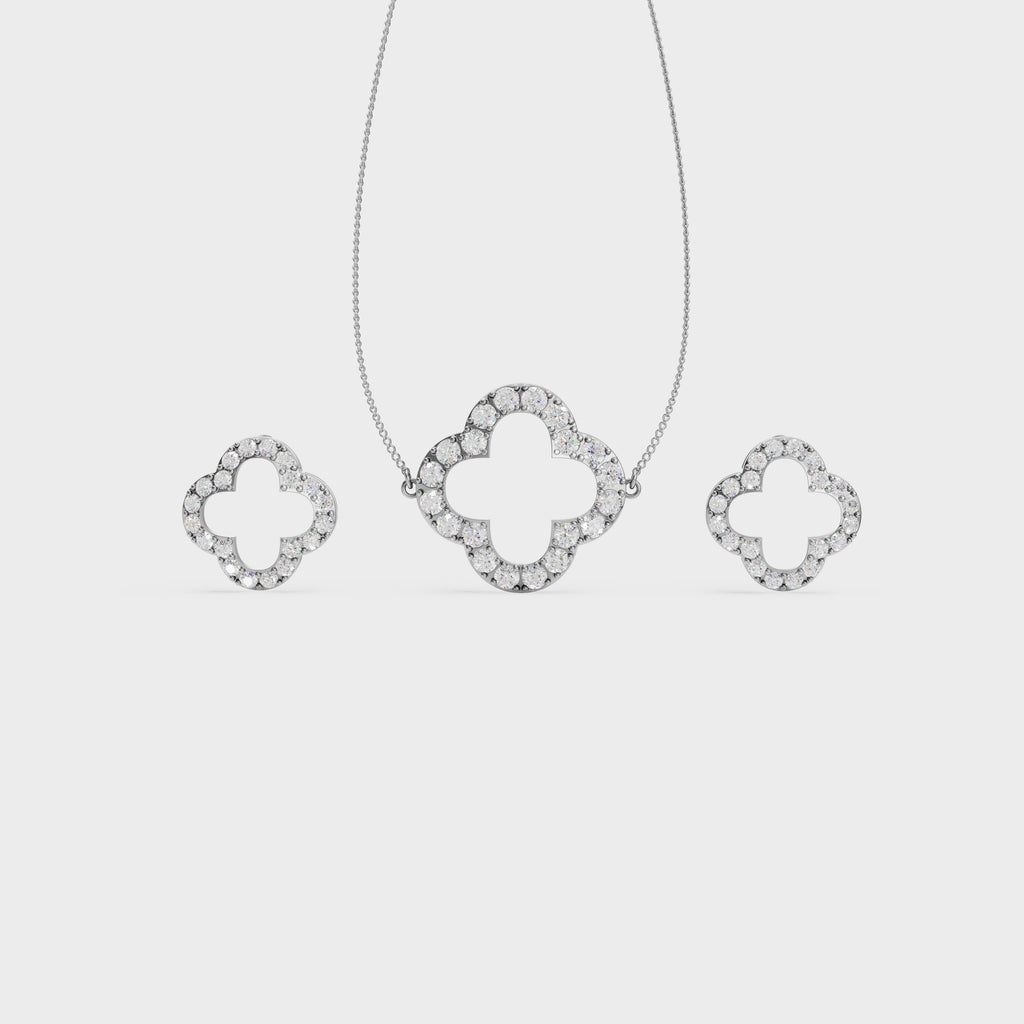 Clover Sparkle 925 Silver Pendant & Earring Set – 92Five - 92Five