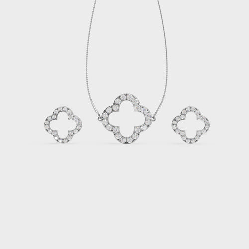 Clover Sparkle 925 Silver Pendant & Earring Set – 92Five - 92Five