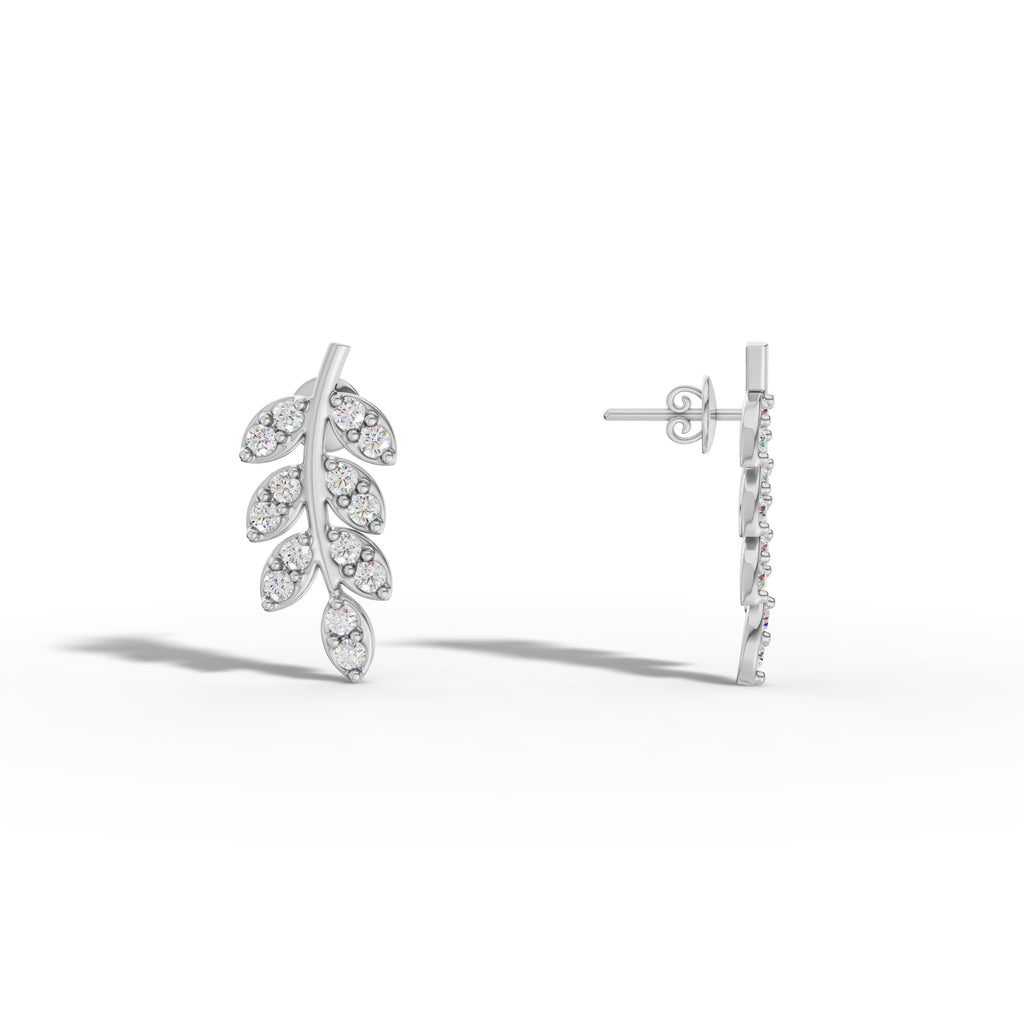 Diamond Leaf Earrings - 92Five