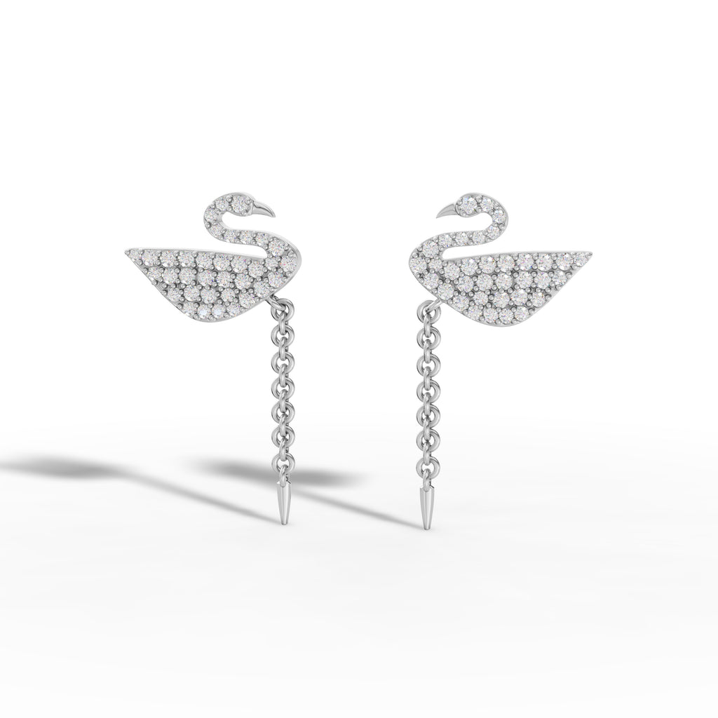 Diamond Swan Drop Earrings - 92Five