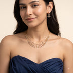 Gold Teardrop Fringe Necklace Set