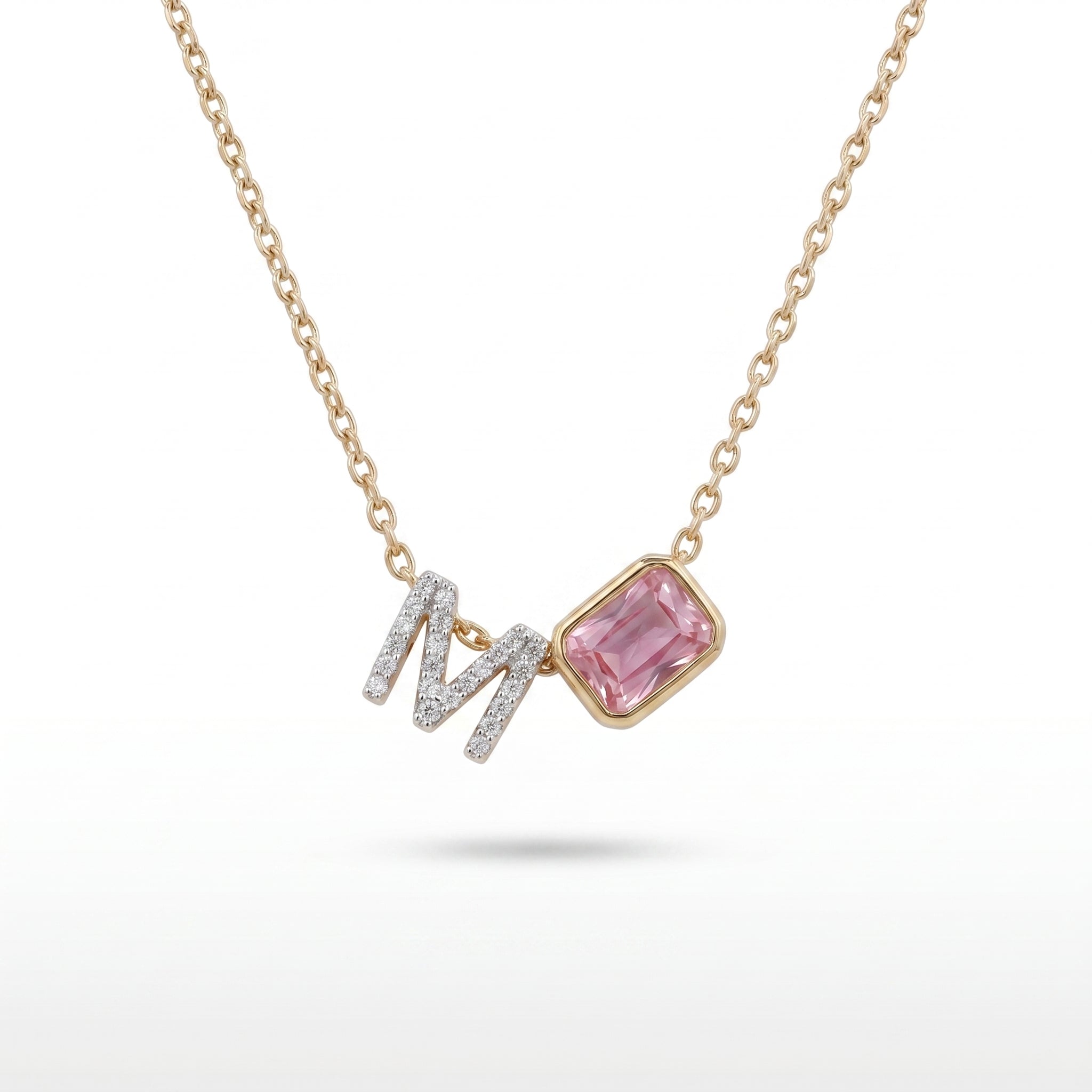 Gold Pink Initial Pendant