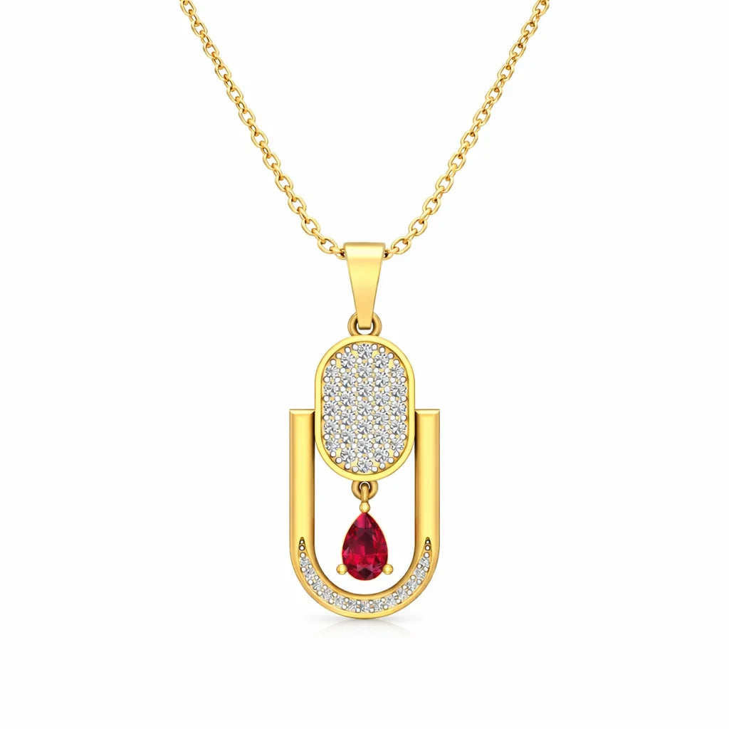 Ruby Glow 18KT Gold Plated Pendant
