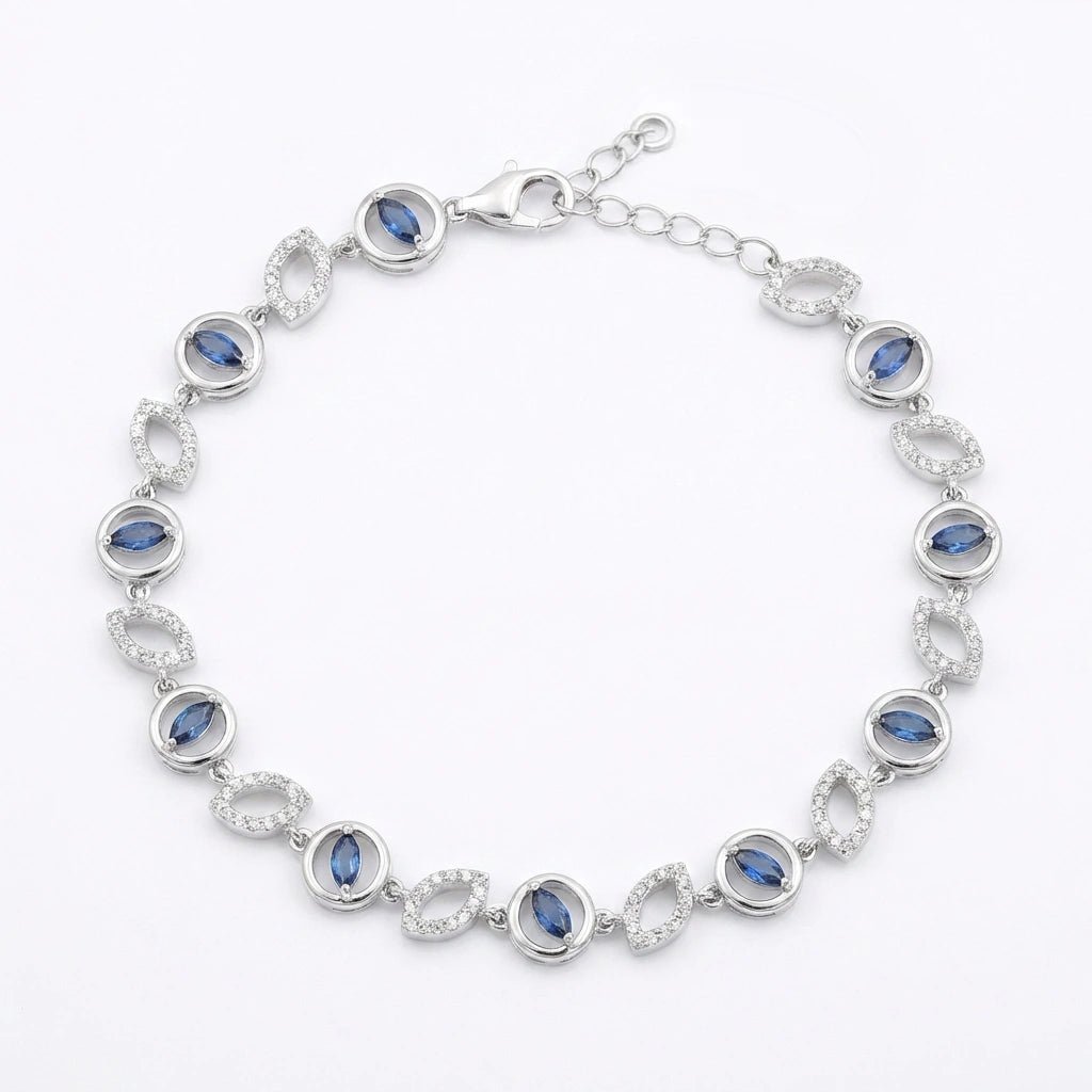 Silver Sapphire Glow Link Bracelet