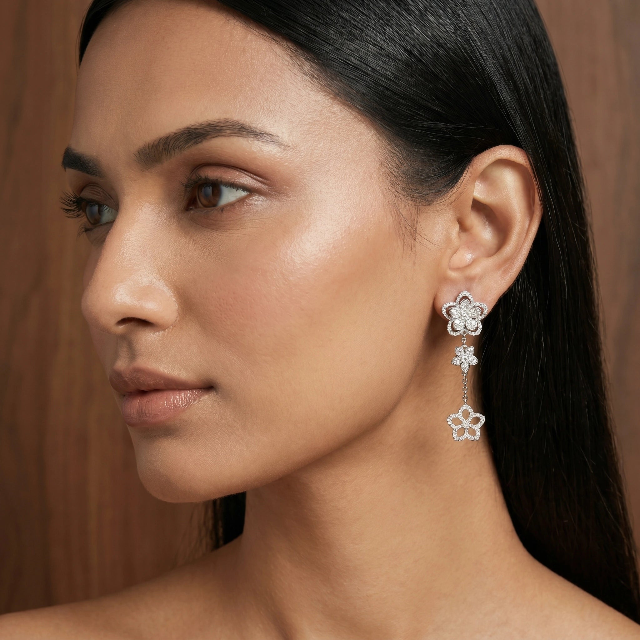 Silver Blossom Cascade Earrings