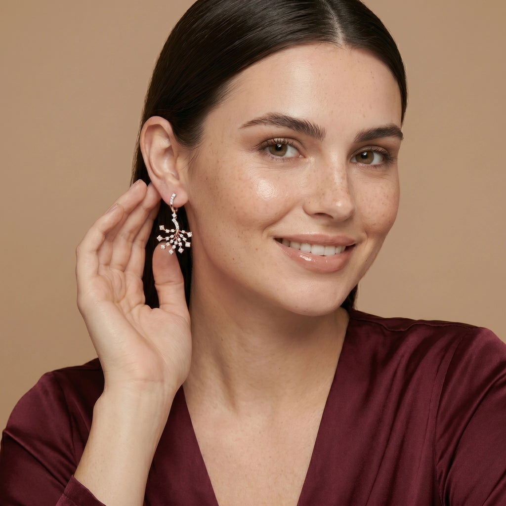 Rose Gold Fan Drop Earrings