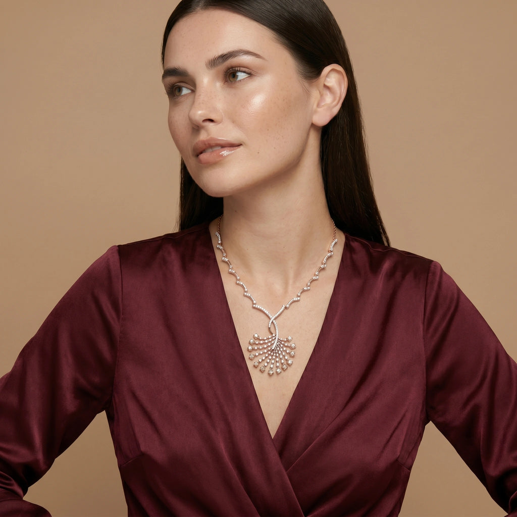 Rose Gold Radiant Fan Necklace