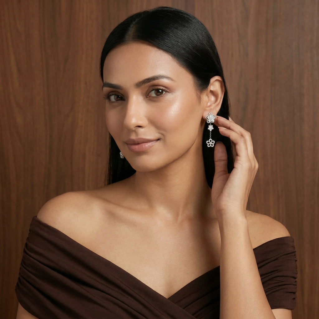 Silver Blossom Cascade Earrings